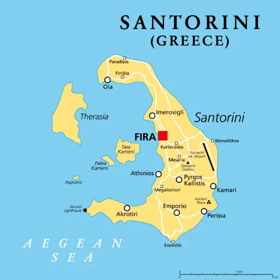 Mappa di Santorini (Grecia)