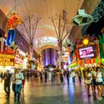 people enjoy Fremont Street in Las Vegas, Nevada by night