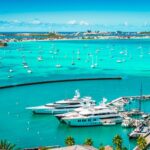 Luxury yachts and boats in the marina of Marigot, St Martin, Caribbean.
