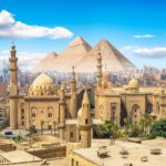 Mosque and pyramids