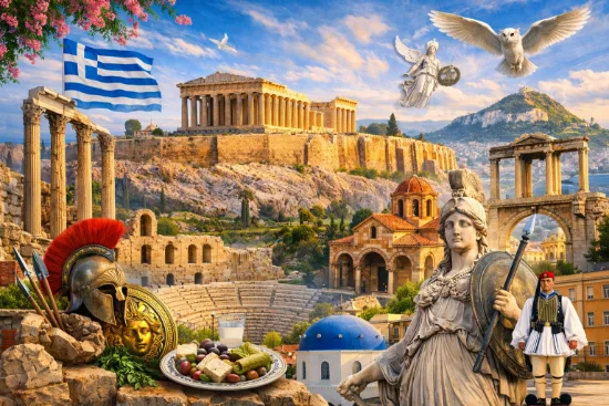 Vista iconica di Atene